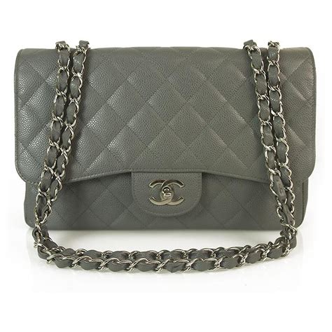 chanel grey and white bag